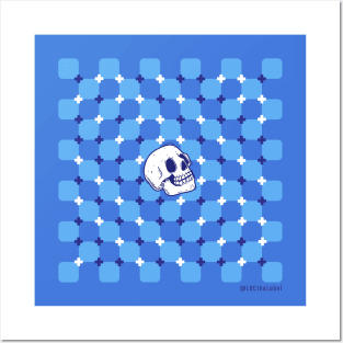 Blue Skull Optical Illusion Posters and Art